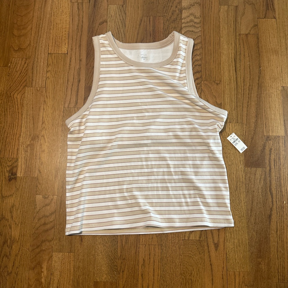 Aerie Offline Tan and White Striped Tank Top